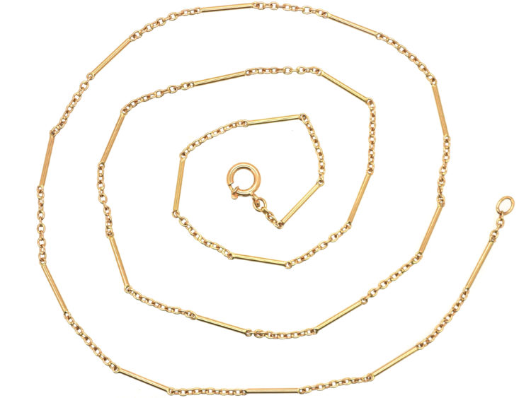 Edwardian 14ct Gold Baton & Trace Link Chain