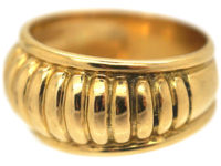 French Art Deco 18ct Gold Ribbed Design Ring