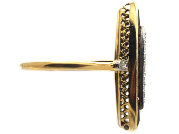 Art Deco 18ct Gold & Platinum Diamond & Ruby Marquise Ring