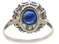 Art Deco Platinum, Diamond & Sapphire Cluster Ring