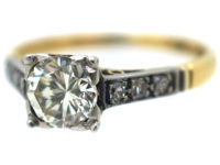 Art Deco Platinum & 18ct Gold Diamond Solitaire with Diamonds shoulders