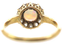 Edwardian 18ct Gold Opal & Diamond Cluster Ring