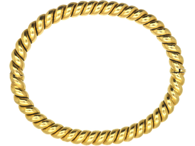 Edwardian 18ct Gold Twist Design Bangle