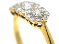 Edwardian 18ct Gold & Platinum, Diamond Triple Cluster Ring