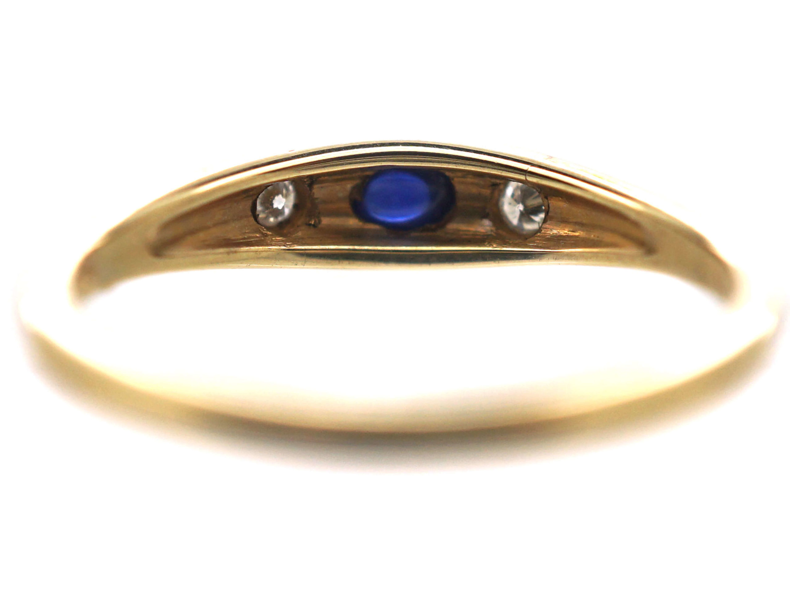 14ct Gold Cabochon Sapphire & Diamond Rub Over Set Ring (117P) | The ...