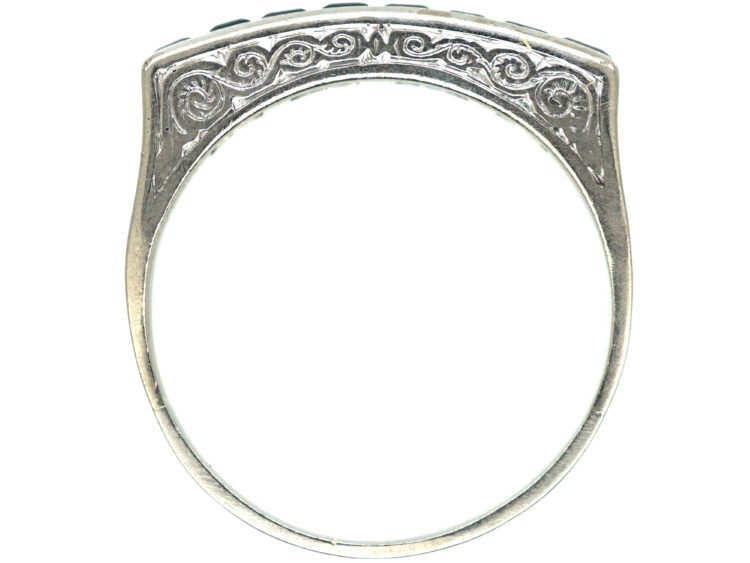 Art Deco 18ct White Gold & Sapphire Half Eternity Ring