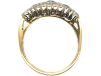18ct Gold & Platinum Three Stone Sapphire & Diamond Cluster Ring