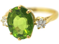 18ct Gold Peridot & Diamond Ring