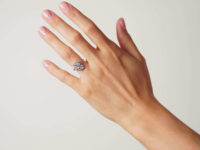 Art Deco Platinum & Iridium, Diamond Two Leaf Crossover Ring