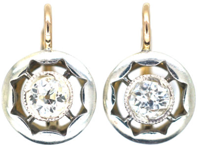 Art Deco 18ct Gold & Platinum, Diamond Earrings
