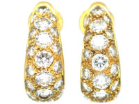 Retro 18ct Gold Diamond Set Hoop Earrings