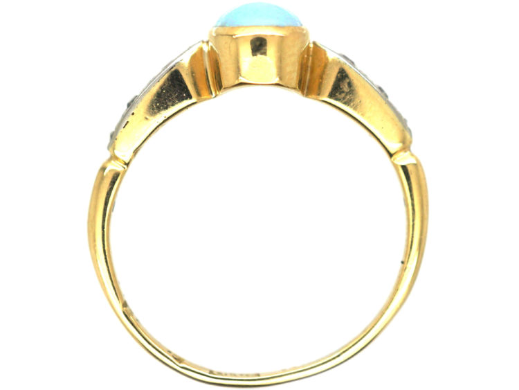 Edwardian 18ct Gold & Platinum Opal & Diamond Ring