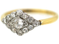 Edwardian 18ct Gold & Platinum, Diamond set Diamond Shaped Ring