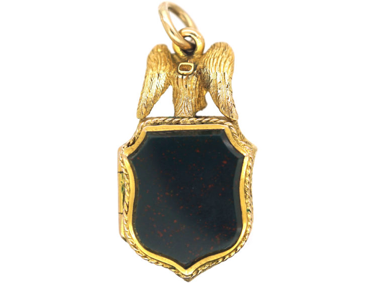 Victorian 18ct Gold Locket set with a Bloodstone & a Carnelian with an Eagle