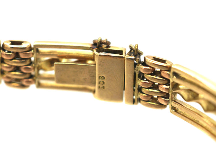 Edwardian 9ct Gold Gate Bracelet with Barley Twist Detail