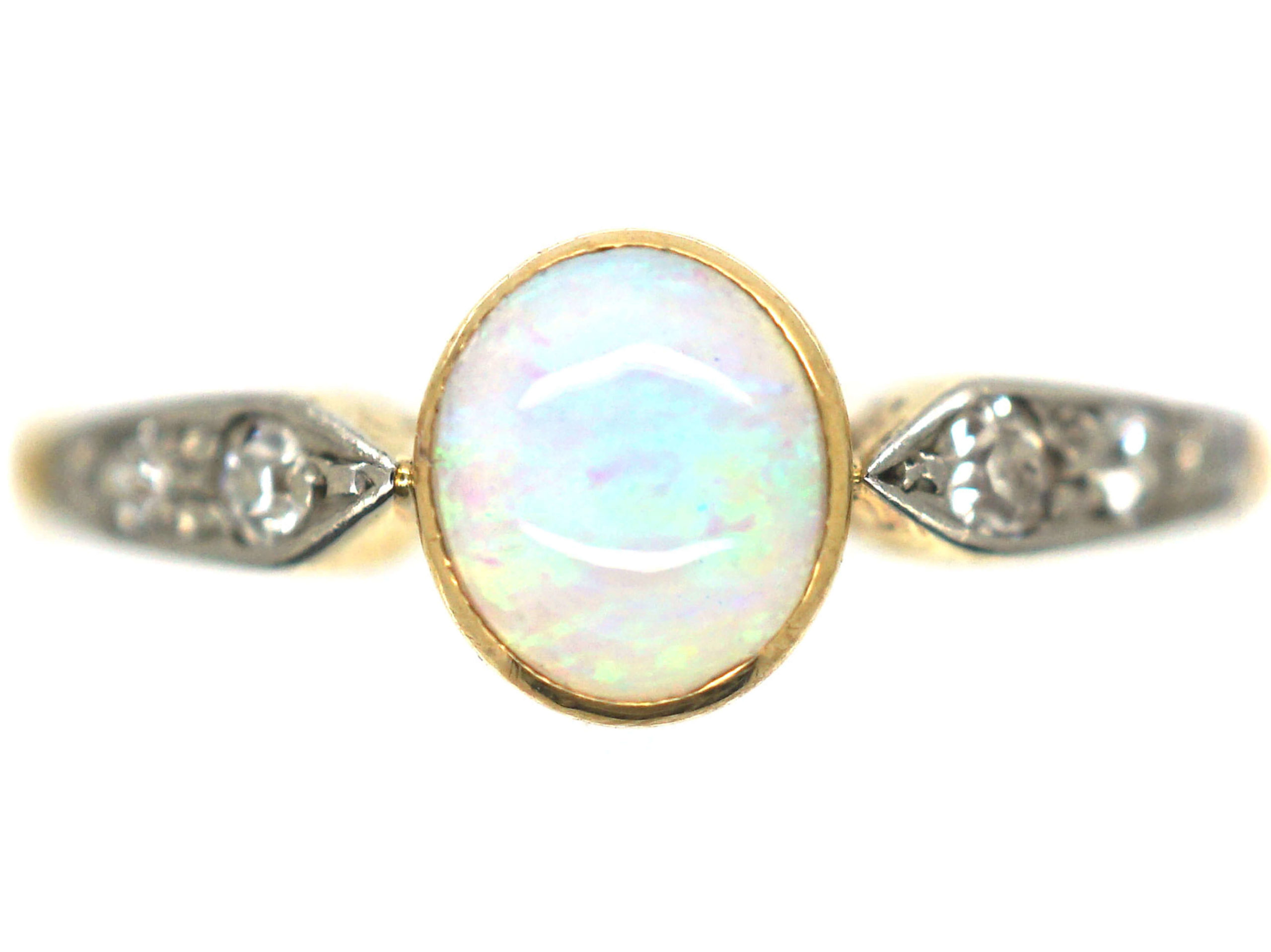 Edwardian 18ct Gold & Platinum Opal & Diamond Ring (129P) | The Antique ...