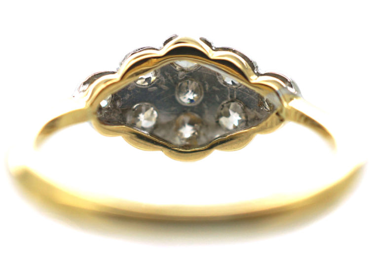 Edwardian 18ct Gold & Platinum Diamond Oval Cluster Ring