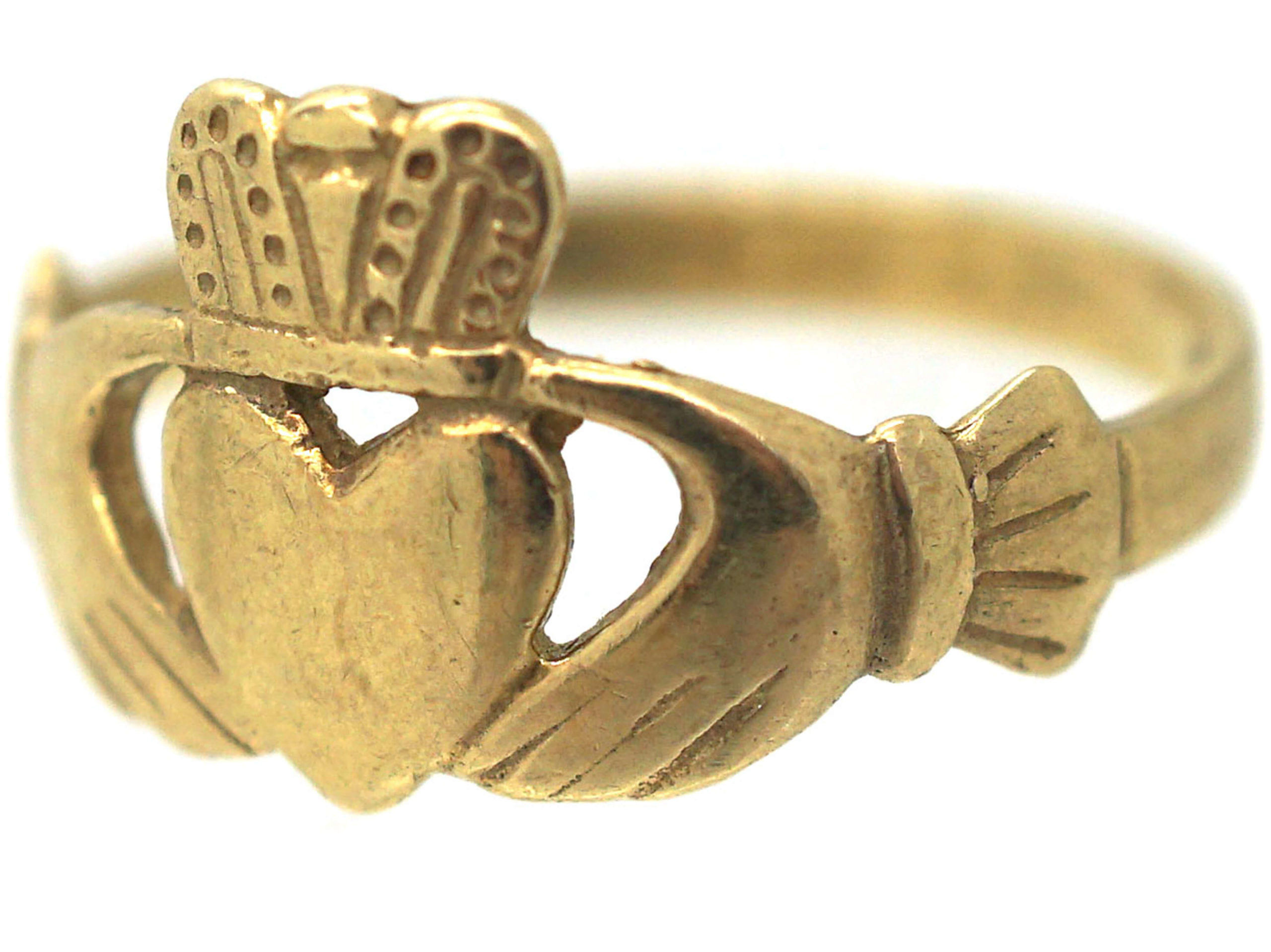 Irish 9ct Gold Claddagh Ring (366/O) The Antique Jewellery Company