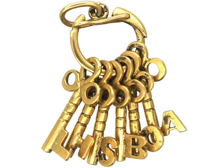 18ct Gold Six Keys Pendant Spelling Lisboa