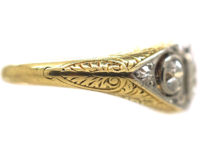 Art Deco 18ct Gold & Platinum, Three Stone Diamond Ring