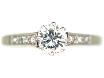 Art Deco 18ct Gold & Platinum, Diamond Solitaire Ring
