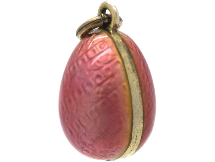 Edwardian Silver & Pink Enamel Egg