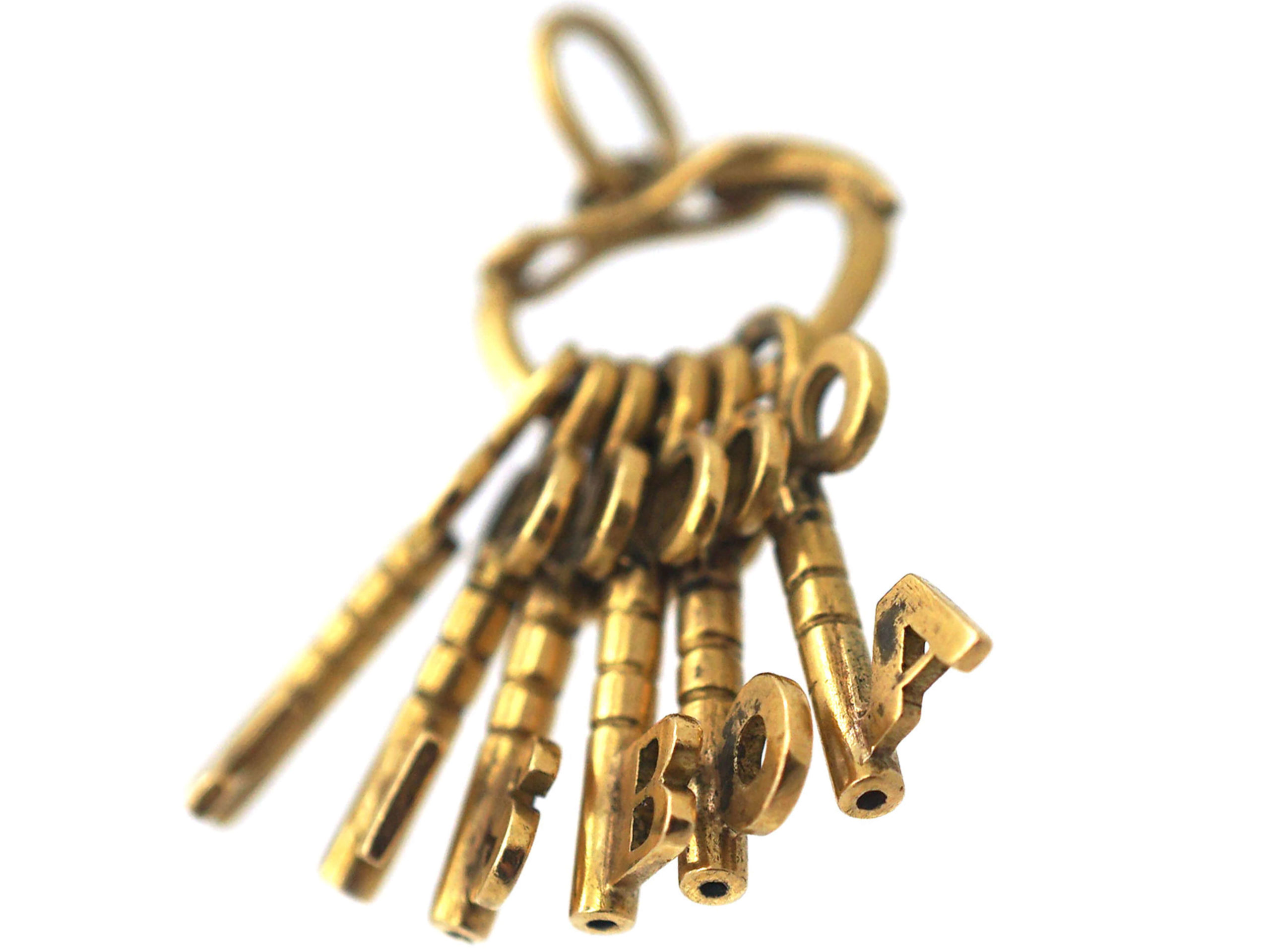 18ct Gold Six Keys Pendant Spelling Lisboa (939L) The Antique