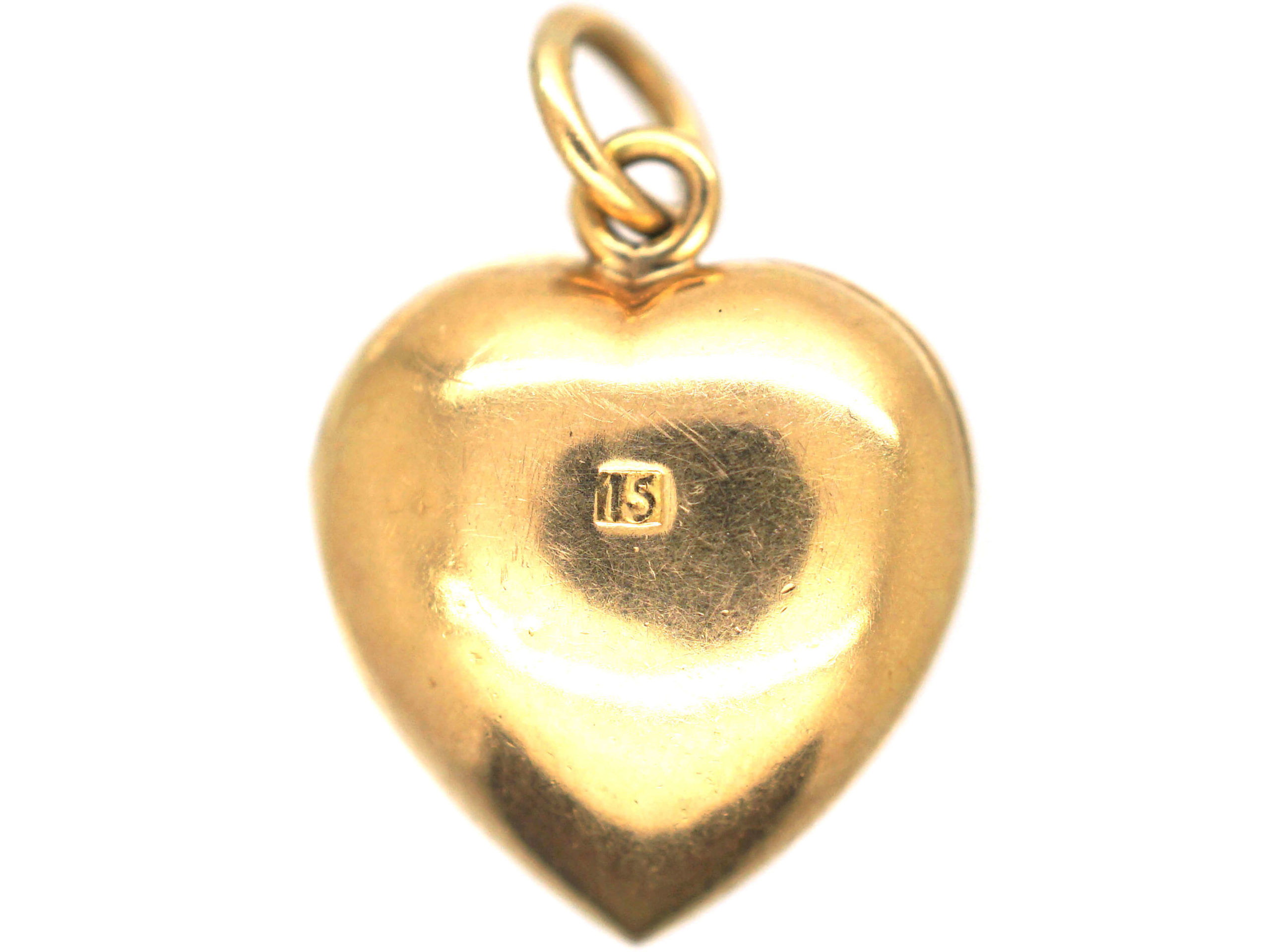 Edwardian 15ct Gold, Natural Split Pearl & Strawberry Red Enamel Heart ...