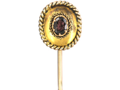 Victorian 15ct Gold Tie Pin set with a Garnet