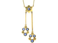 Edwardian 15ct Gold Sapphire & Natural Split Pearls Negligee Design Pendant