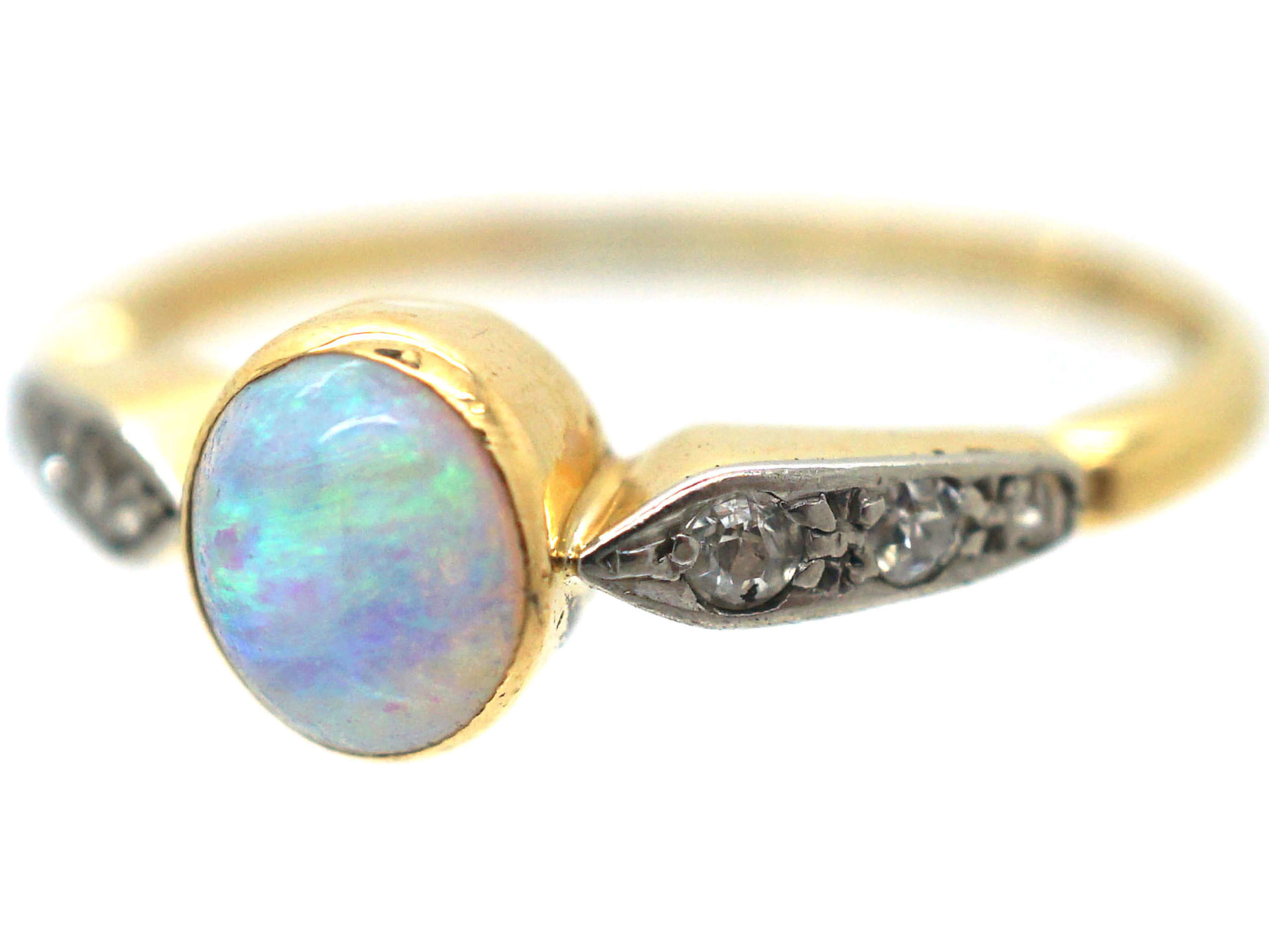 Edwardian 18ct Gold & Platinum Opal & Diamond Ring (129P) | The Antique ...