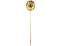 Victorian 15ct Gold Tie Pin set with a Garnet