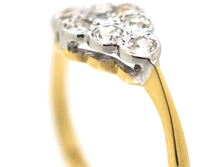 Edwardian 18ct Gold & Platinum Diamond Oval Cluster Ring