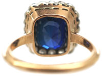 18ct Gold, Ceylon Sapphire & Diamond Cluster Ring