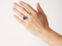 Art Deco Sapphire & Diamond Ring with Highly Ornate Mount