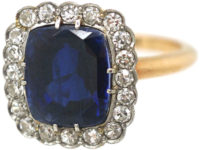 18ct Gold, Ceylon Sapphire & Diamond Cluster Ring
