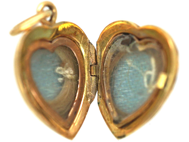 Edwardian 15ct Gold, Natural Split Pearl & Strawberry Red Enamel Heart Shaped Locket