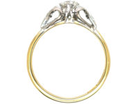 Art Deco 18ct Gold & Platinum, Diamond Solitaire Ring with Bow Shoulders