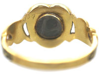 William IV 18ct Gold & Black Enamel Heart Shaped Ring