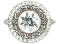 Art Deco Platinum & Diamond Target Ring