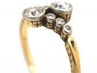 Edwardian 14ct Gold, Platinum & Diamond Crossover Ring
