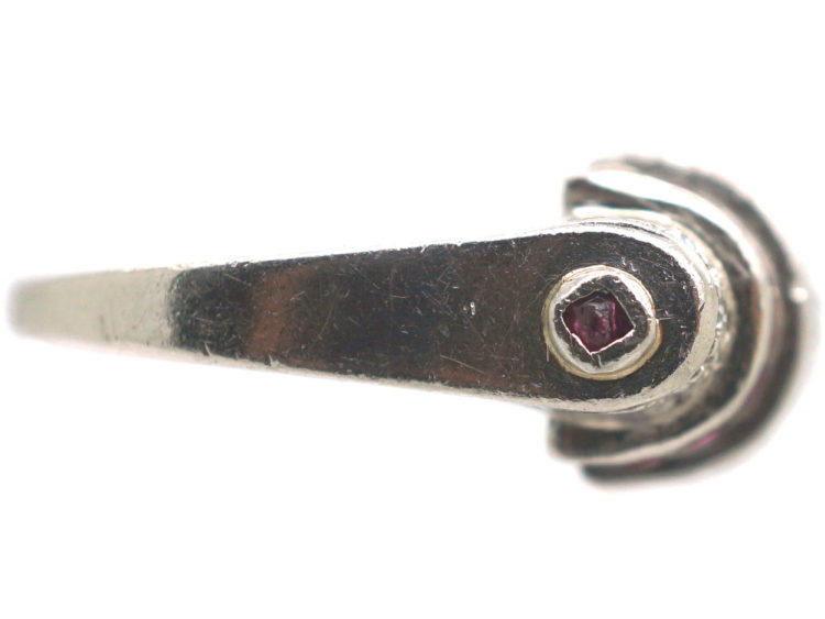 Art Deco Platinum, Ruby & Diamond Rollover Ring