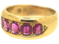 Victorian 18ct Gold, Five Stone Pink Sapphire Ring