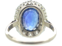 Platinum, Sapphire & Diamond Oval Cluster Ring