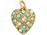Edwardian 15ct Gold Heart Shaped Pendant set with Opals