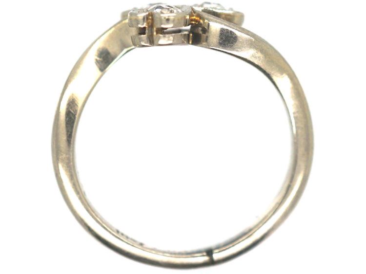 Edwardian 18ct White Gold & Platinum, Diamond Three Leaf Clover Ring