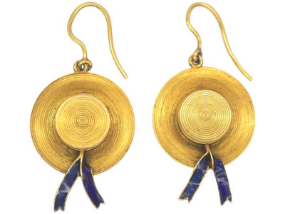 Victorian 15ct Gold & Blue Enamel Sailor’s Hat Earrings