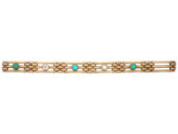 Edwardian 15ct Gold Turquoise & Diamond Gate Bracelet