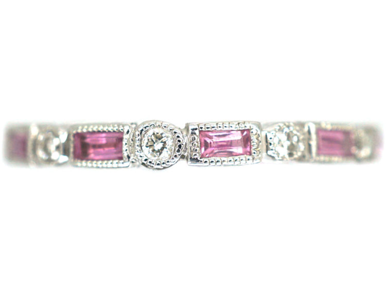 18ct White Gold Pink Sapphire & Diamond Eternity Ring