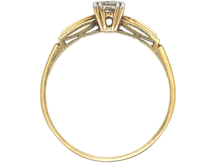 Art Deco 14ct Gold & Platinum Diamond Solitaire Ring